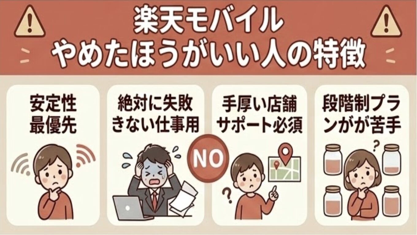 楽天モバイルは向いてない？後悔する前に知りたい「やめたほうがいい人」の特徴
