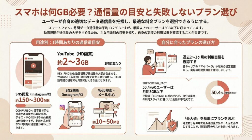 スマホは何GB必要？通信量の目安