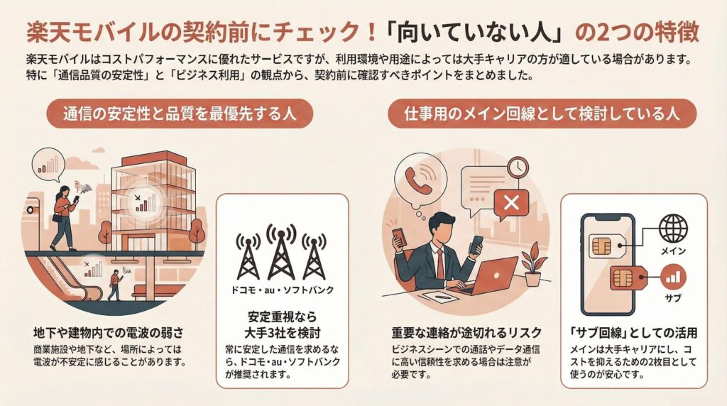 楽天モバイルが向いていない人