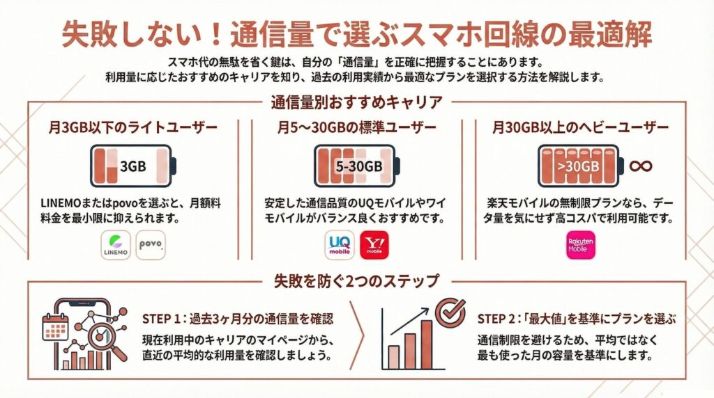 スマホ回線は「通信量」で選ぶと失敗しにくい