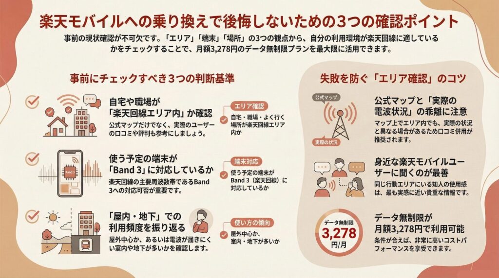 楽天モバイルへの乗り換えを後悔しないための判断基準