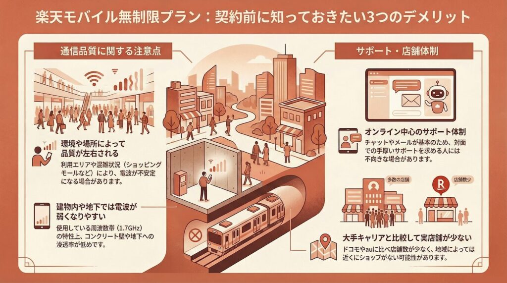 楽天モバイル無制限のデメリット